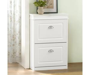 SoBuy FSR78 Camión volquete de zapatos Mueble para zapatos con 2 zapateros con 4 superficies de estante Cómoda para zapatos Estante para zapatos 54x82x24cm BLANCO