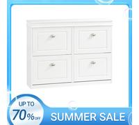 SoBuy FSR79 Mueble zapatero con 4 solapas, Mueble zapatero estrecho con 8 estantes, Zapatero ajustable para pasillo, 105x82x24 Negro