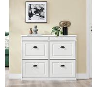 Sobuy zapatero 4 puertas abatibles 2 cajones 103x23x82 cm blanco fsr79-wg