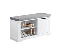 SoBuy FSR84-W Banco Zapatero con 1 Puerta y 2 estantes Banco de almacenamianto con cojín Acolchado de Asiento 90 x 30 x 45 cm ES