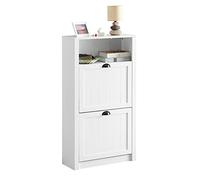SoBuy FSR87-K-W Zapatero con 2 Puertas Abatibles Zapatero Estrecho Organizador para Zapatos Blanco 60 x 24 x 110 cm ES
