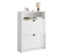 SoBuy FSR87-W Zapatero con 2 Puertas Abatibles Zapatero Estrecho Organizador para Zapatos Blanco 80 x 24 x 110 cm ES