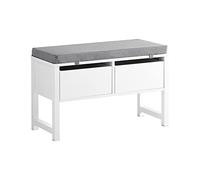 SoBuy Banco zapatero con 2 cajones madera blanco