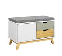 SoBuy FSR92-W Banco Zapatero con 2 cajones y 1 Puerta Banco de Almacenamiento para Guardar y Ordenar L80xP38xH51cm, ES