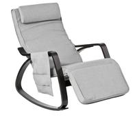 SoBuy FST20 NUEVA mecedora con bolsa, sillón oscilante con parte de pie ajustable de 5 vías, sillón relax con carga de 150 kg Gris oscuro