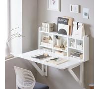 Mesa de pared con estante integrado sobuy fwt07-ii-w