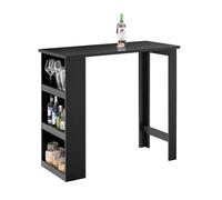 SoBuy® FWT17-Sch - Mesa de bar para comer de pie, mesa alta de cocina con 3 estantes de almacenamiento - Negra