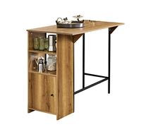 SoBuy FWT98-PF Mesa Alta de Bar Mesa Alta de Comedor con 1 Tablero Plegable Adicional, 1 Puerta y 2 Estantes 120 x 63 x 95 cm ES