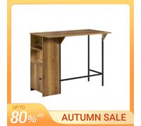 SoBuy FWT98-PF Mesa de bar, mesa de comedor con superficie de trabajo extensible, mesa alta, mesa de bistró, mesa de pie, barra de bar de diseño industrial VINTAGE