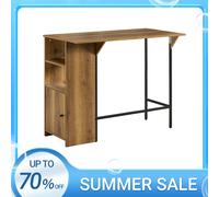 SoBuy FWT98-PF Mesa Alta de Bar Mesa Alta de Comedor con 1 Tablero Plegable Adicional, 1 Puerta y 2 Estantes 120 x 63 x 95 cm ES