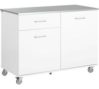 SoBuy Isla de cocina con 1 cajón y 2 puertas madera blanco