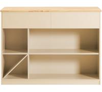 SoBuy Isla de cocina con 2 cajones y compartimentos cúbicos madera beige
