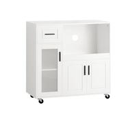 Sobuy isla de cocina con ruedas, mueble auxiliar de cocina, desserte con ruedas, soporte para microondas, carrito móvil para sala de comedor y oficina en casa 88,5 x 40 x 89 cm blanco fsb78-w