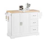 SoBuy Isla de Cocina, encimera Extensible de Madera Maciza, 130×46-71×91 cm