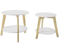 SoBuy Juego de 2 mesas de café mdf blanco