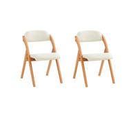 SoBuy Juego de 2 Sillas Plegables de Madera Tapizadas, Blanco