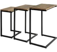 SoBuy Juego de 3 mesas auxiliares para salón madera color natural