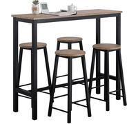 SoBuy Juego de mesa alta de bar y 4 taburetes para comedor metal negro