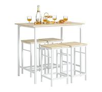 SoBuy Juego de Mesa Alta para Comedor, Conjunto Bar con 4 Taburetes, Mesa de Cocina Moderna Ideal para Espacios Reducidos, OGT11-WN