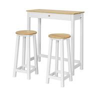 SoBuy Juego de Mesa Alta para Comedor, Conjunto de Bar con 2 Taburetes, Mesa de Cocina Moderna Ideal para Espacios Reducidos FWT50-WN