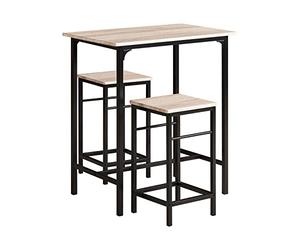 SoBuy Juego de Mesa Alta para Comedor, Conjunto de Bar con 2 Taburetes, Mesa de Cocina Moderna Ideal para Espacios Reducidos, OGT10-N