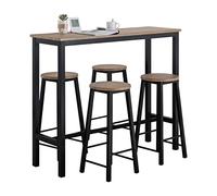 SoBuy Juego de Mesa Alta para Comedor, Conjunto de Bar con 4 Taburetes, Mesa de Cocina Moderna Ideal para Espacios Reducidos Negro OGT22-SCH