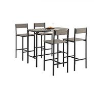 SoBuy Juego de Mesa Alta para Comedor, Conjunto de Bar con 4 Taburetes, Mesa de Cocina Moderna Ideal para Espacios Reducidos, OGT14-N