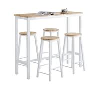 SoBuy Juego de Mesa Alta para Comedor, Conjunto de Bar con 4 Taburetes, Mesa de Cocina Moderna Ideal para Espacios Reducidos Blanco OGT22-WN