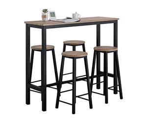SoBuy Juego de Mesa Alta para Comedor, Conjunto de Bar con 4 Taburetes, Mesa de Cocina Moderna Ideal para Espacios Reducidos Negro OGT22-SCH