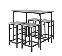 SoBuy Juego de Mesa Alta para Comedor, Conjunto de Mesa Bar con 4 Taburetes, Mesa de Cocina Moderna Ideal para Espacios Reducidos, OGT11-HG