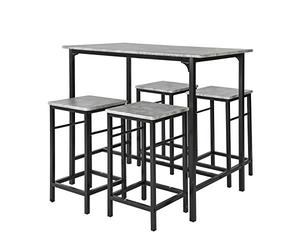 SoBuy Juego de Mesa Alta para Comedor, Conjunto de Mesa Bar con 4 Taburetes, Mesa de Cocina Moderna Ideal para Espacios Reducidos, OGT11-HG