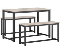 SoBuy Juego de mesa de comedor 2 bancos y 1 mesa metal color natural