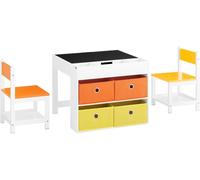 SoBuy Juego de mesa infantil y 2 sillas de madera con 8 cestas