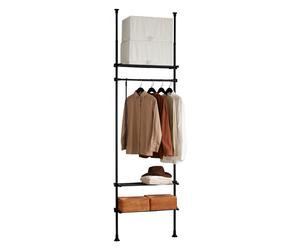 SoBuy KLS07-SCH Soporte para vestidos con varilla telescópica Con 1 barra para vestidos y sistema de guardarropa telescópico de 3 estantes BLANCO