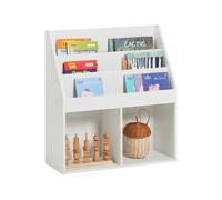SoBuy Librería Infantil Estantería Montessori con 3 Estanterías y 2 Compartimentos Organizador Juguetes Almacenaje para Libros Muebles habitación Blanco 73x30x80cm KMB01-W