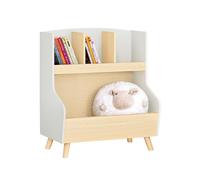 SoBuy KMB105-HG Librería Infantil para Niños Estantería Infantil Organizador de Juguetes Multifuncional con 3 Estantes y 1 Compartimiento Gris 60 x 37 x 68 cm ES