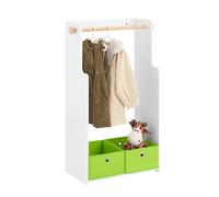 SoBuy KMB109-W Armario Infantil con Perchero y Cajas, Estantería para Ropa Infantil 60 x 35 x 110 cm Marfil