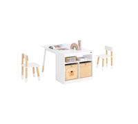 Sobuy kmb113-w set de mesa infantil con 2 sillas con 2 cajas blanco