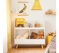 SoBuy Librería Infantil, Estantería Libros Infantil con 5 Compartimentos, Estantería Montessori para Libros y Juguetes, Organizador de Juguetes, Blanco 86x36x78 cm KMB19-W