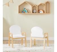 SoBuy KMB24-Wx2 set de sillas ajustables en altura con reposabrazos y respaldo, asiento blanco, altura 23-35cm BLANCO