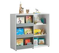 SoBuy KMB33-W Estantería Infantil para Guardar Armario Auxiliar para Niño con Puertas Correderas Organizador de Juguetes 119 x 39 x 116 cm ES