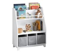 SoBuy KMB34-W Librería Infantil para niños Estantería para Juguetes para niños con Compartimentos de Almacenamiento y 3 cestas 63x28x80 cm ES
