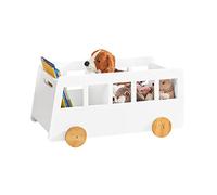 SoBuy KMB41-W Caja Baúl de Almacenamiento para Juguetes con Ruedas Organizador de Juguetes y Libros con 2 Secciones 68 x 43 x 33 cm ES