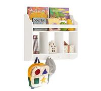 SoBuy KMB46-W Librería Infantil de Pared Estantería para niños de 2 Niveles 3 Compartimentos y 3 Ganchos 60 x 18 x 51 cm ES