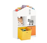 SoBuy KMB49-W Estantería Infantil de Juguetes y Libros Librería Infantil con 2 Cestas 65 x 27 x 91cm ES