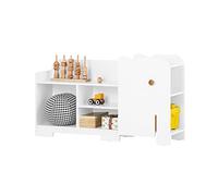 SoBuy KMB62-W Estantería Infantil Organizador de Juguetes Multifuncional con 1 Gancho y 5 Compartimientos con Forma de Elefante Blanco 110 x 25 x 60 cm ES
