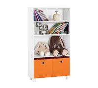 SoBuy KMB68-W Estantería para Niños de Altura de 3 Niveles Organizador de Juguetes Multifuncional con 2 Cestas 60 x 25 x 110 cm Blanco ES
