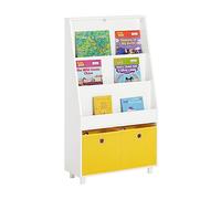 SoBuy KMB69-W Librería para Niños de Altura de 3 Niveles Organizador de Juguetes Multifuncional con 2 Cestas 60 x 25 x 110 cm Blanco ES