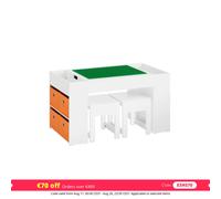 SoBuy KMB75-W Mesa infantil con 2 sillas, juego de mesa y silla para niños, grupo de asientos infantiles con almacenamiento, mesa de juegos, color blanco, 87x50x50cm BLANCO