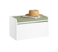 SoBuy KMB80-W Organizador de Juguetes Multifuncional con 1 Cajón Móvil Banco Almacenaje para Niños con Cojín 60 x 34 x 35 cm Blanco ES